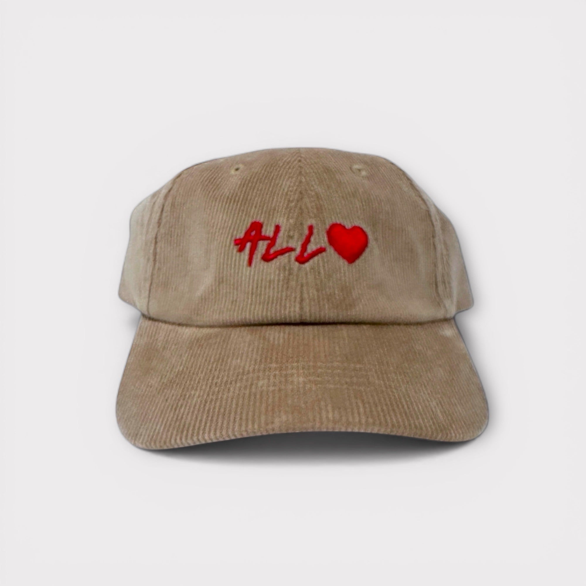 Tan Corduroy All <3 Hat Red