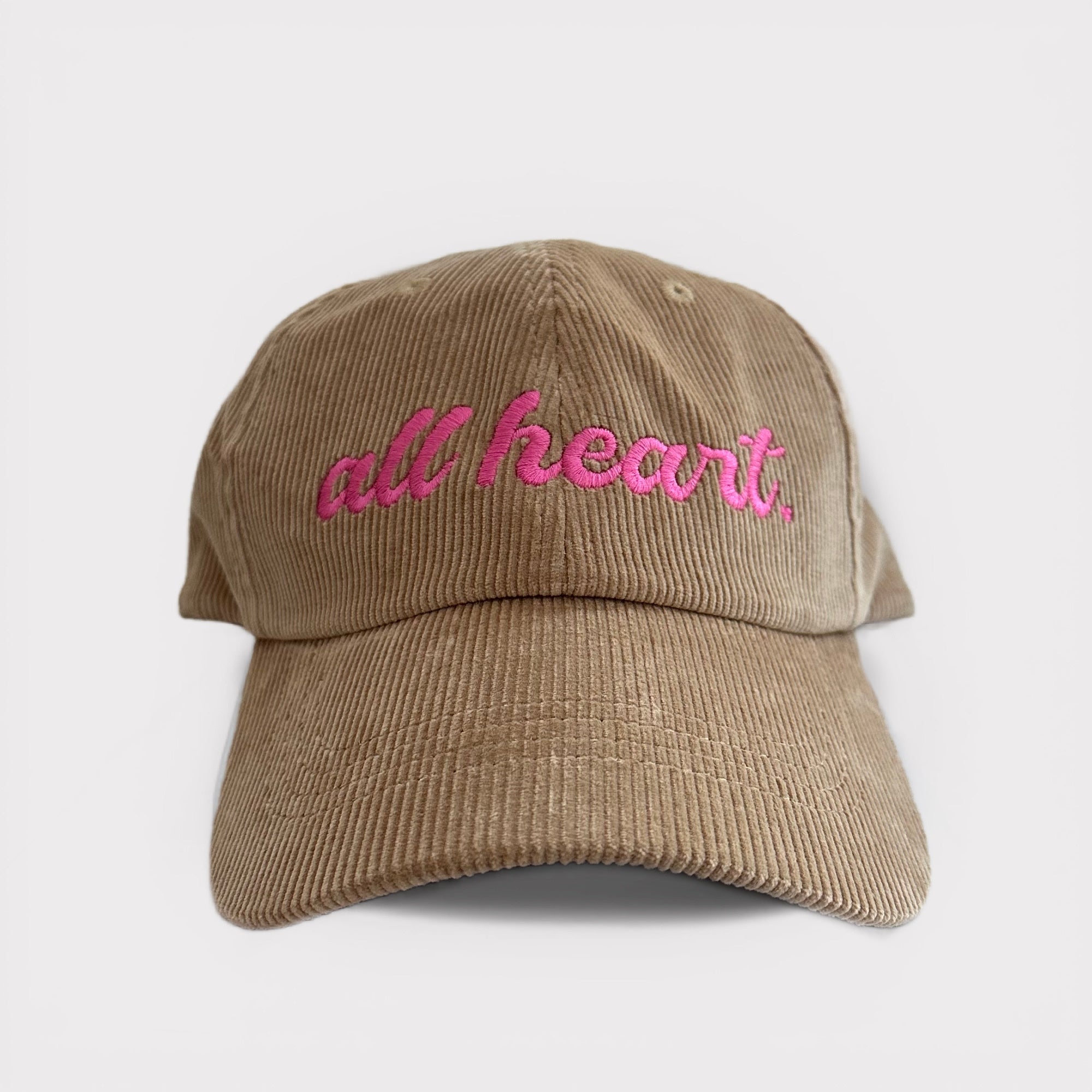 Tan Corduroy All <3 Hat Pink